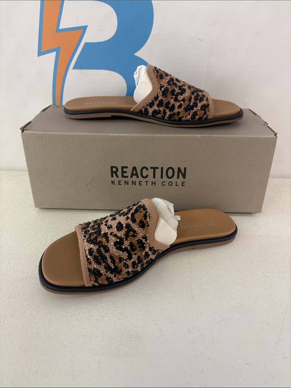 Kenneth Cole Reaction Leopard-Print Slide Sandals - Tan & Black